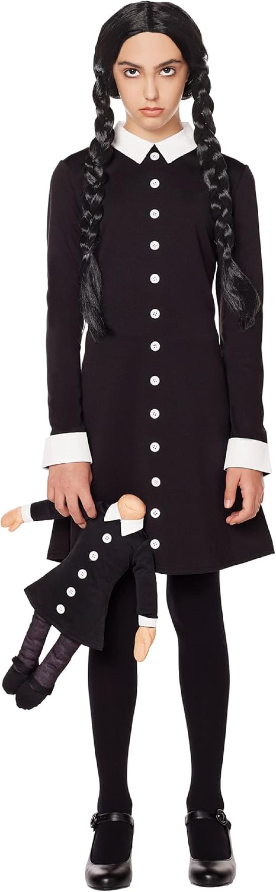 Spirit Halloween The Addams Family Kids Wednesday Addams | Officially Licensed | Group Costume | Wednesday Cosplay