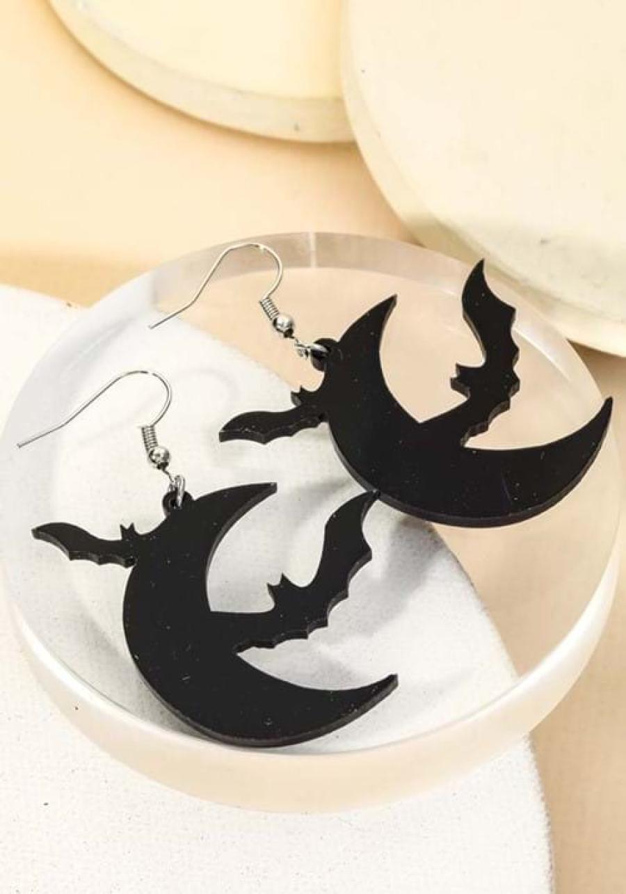 Bats and Moon Costume Earrings Accessory