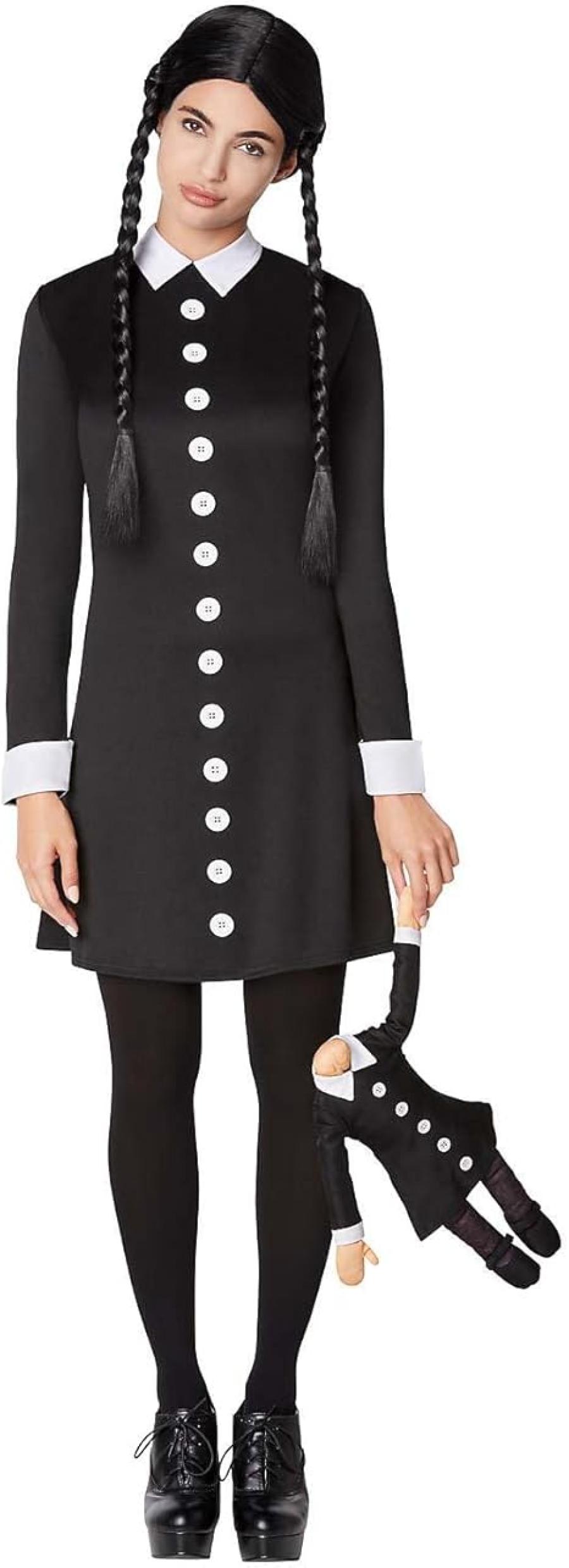 Spirit Halloween The Addams Family Adult Wednesday Addams Costume | Officially Licensed | Group Costume